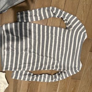 GAP Gray and White Striped Long Sleeve maternity Top